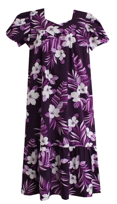 Mid-Calf Purple Hawaiian Muumuu Dress